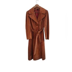 Women's Suede Trench Coat - Brown